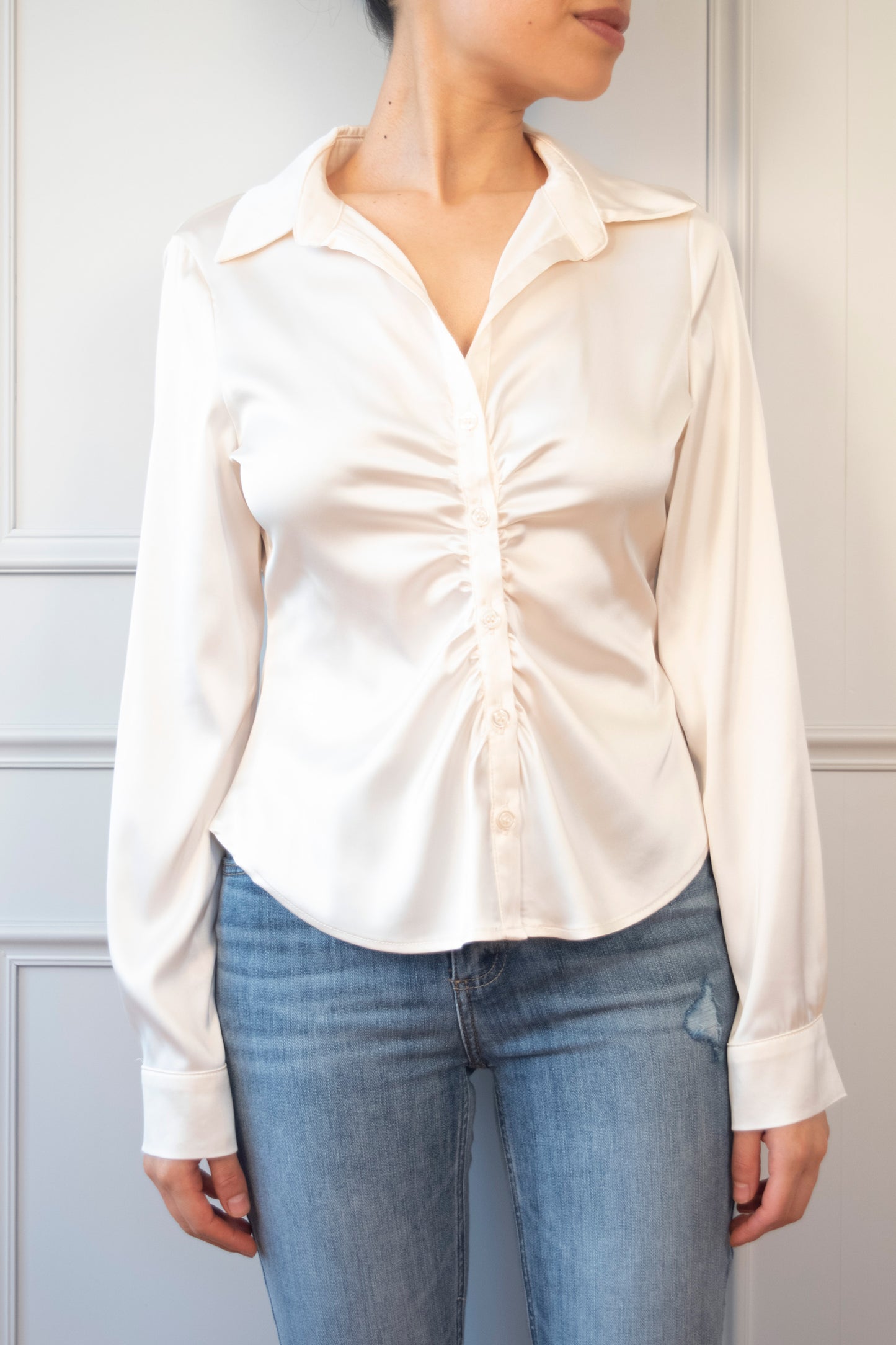 CAMISA SATIN FRUNCE