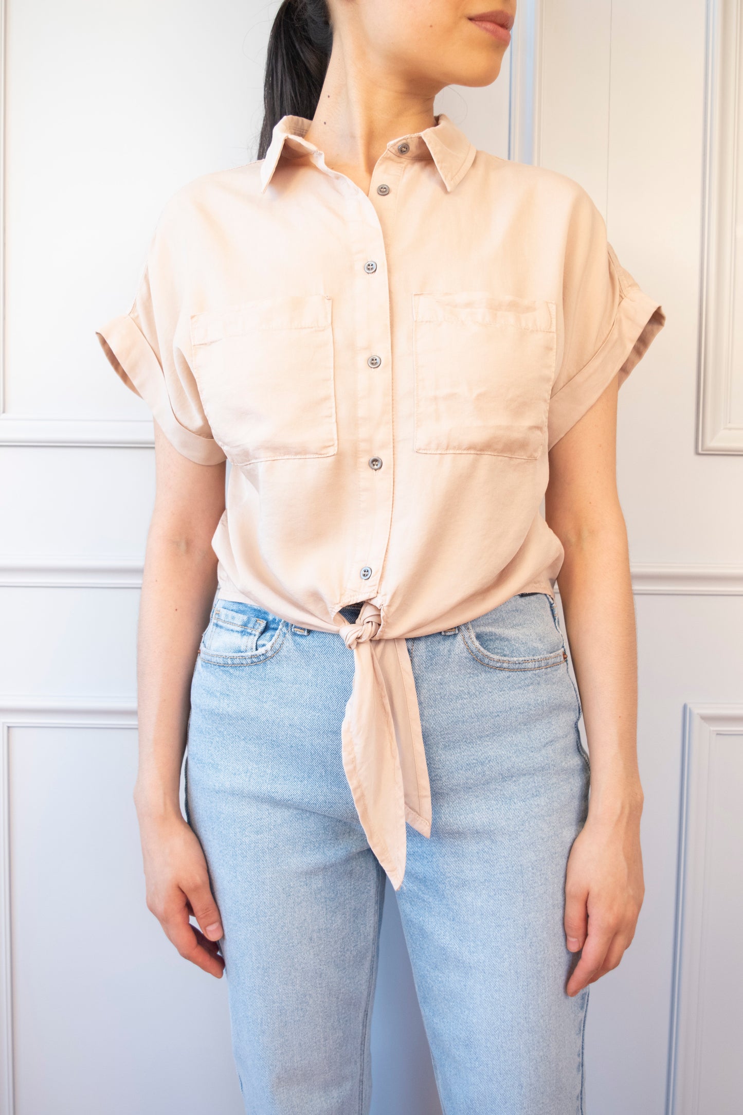 CAMISA CROP TENCEL