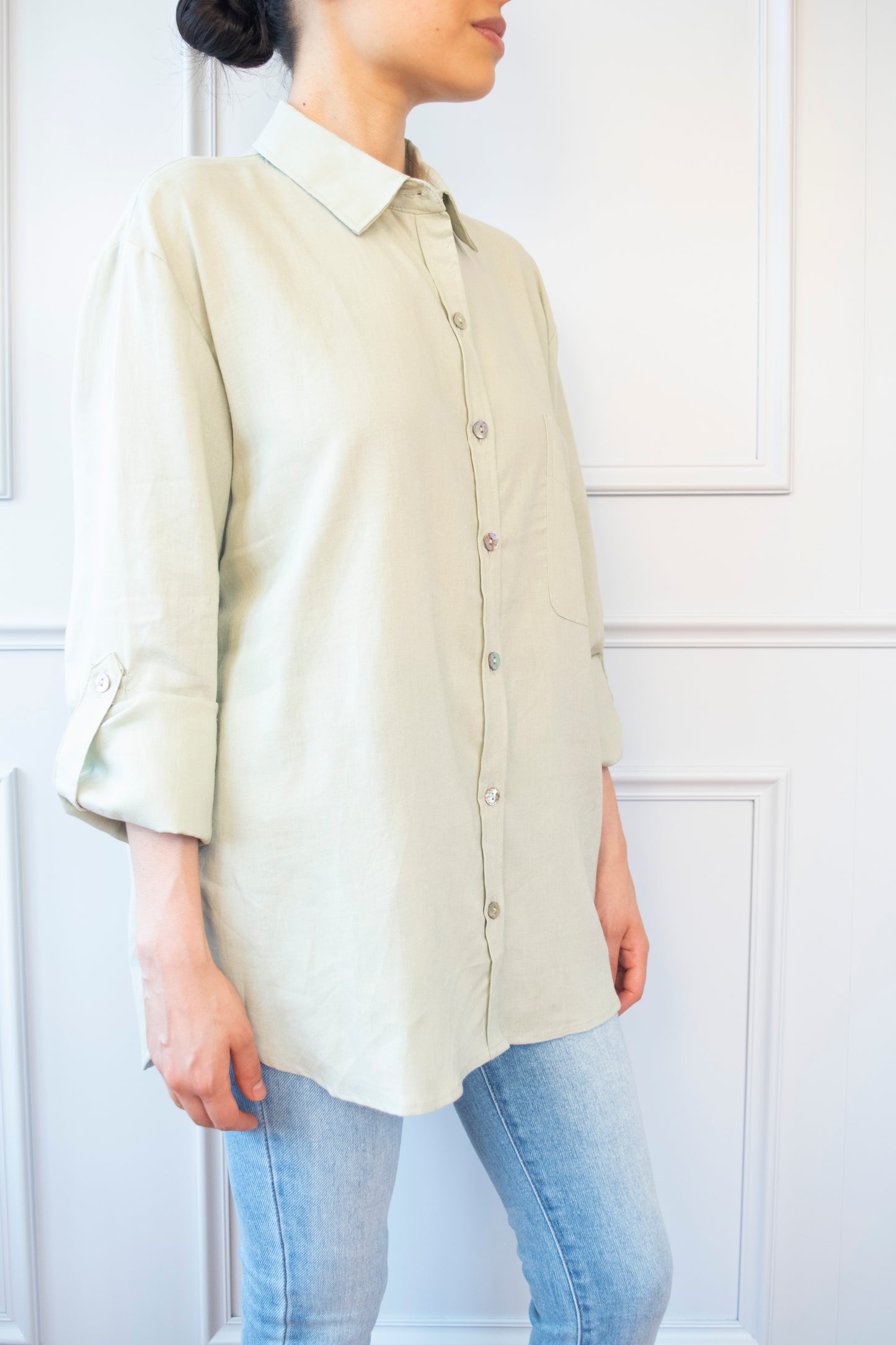 CAMISA LINO MANGA ENROLLABLE