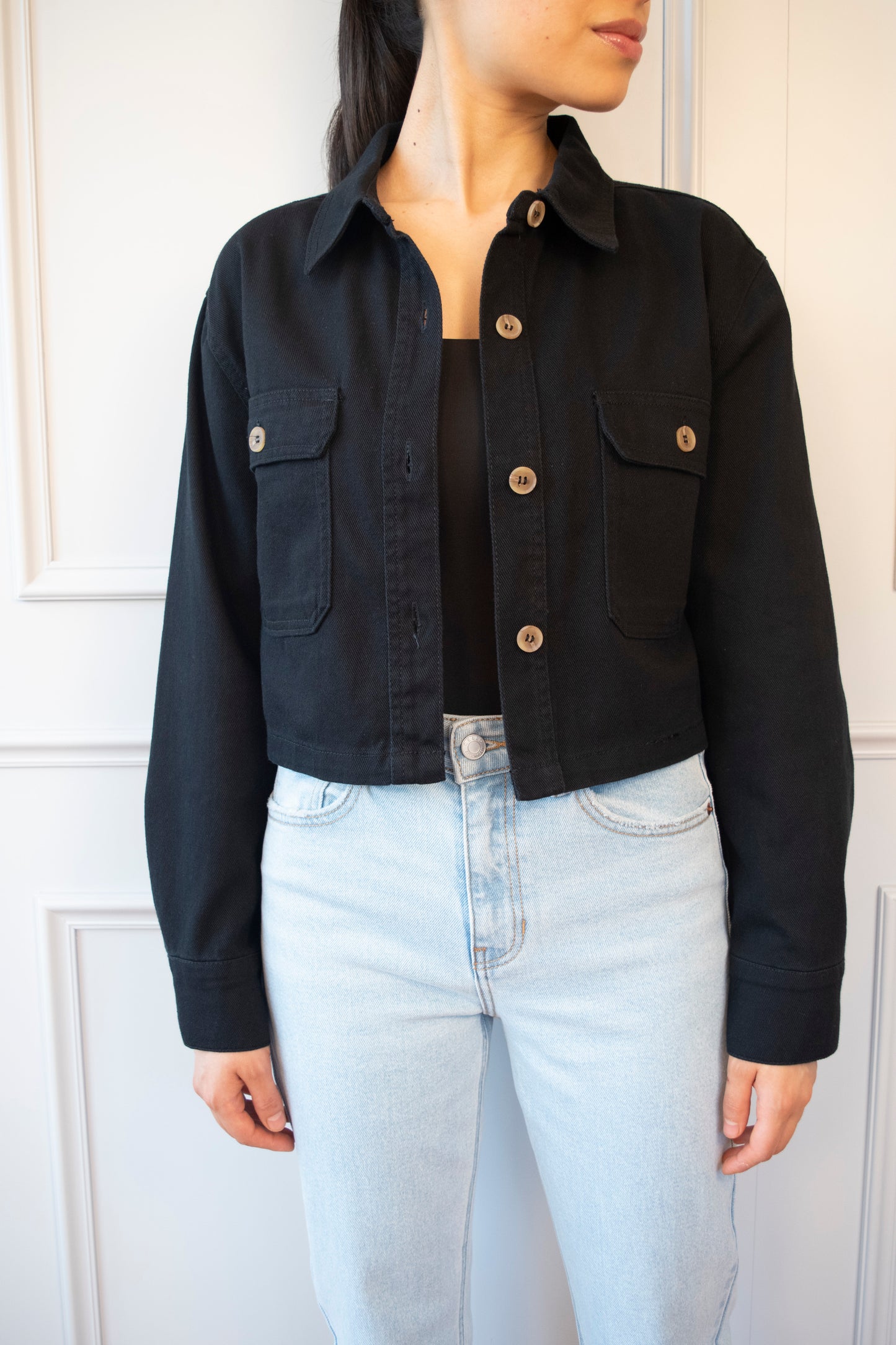 SOBRECAMISA CROP DENIM