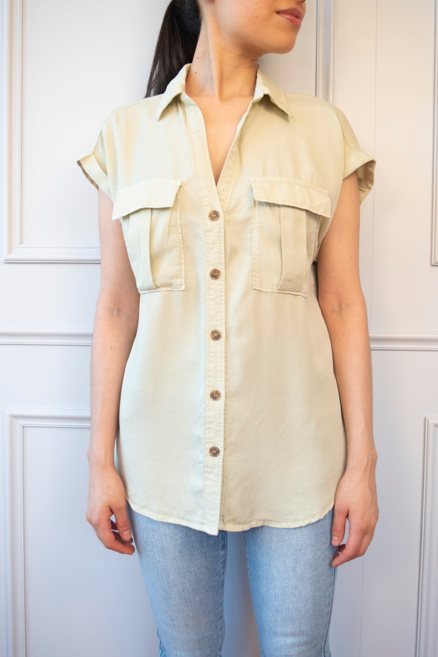 CAMISA TENCEL BOLSILLOS