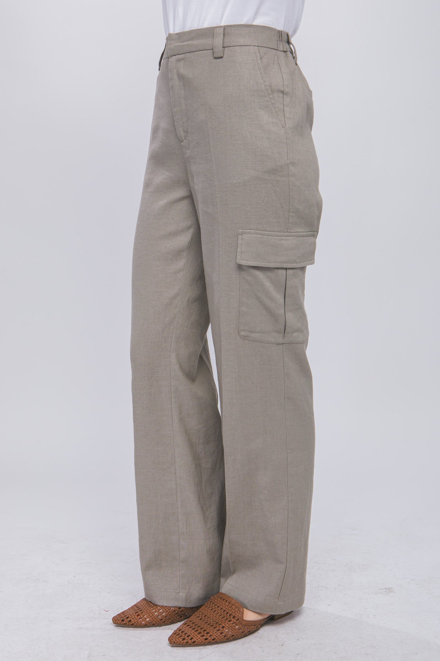 PANTALON LINO CARGO TIRO ALTO