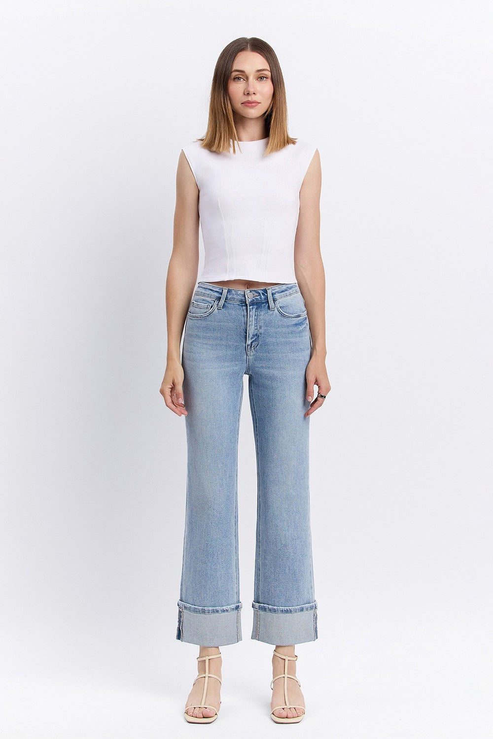 JEANS PIERNA ANCHA SLIM 28" MEZCLILLA PREMIUM