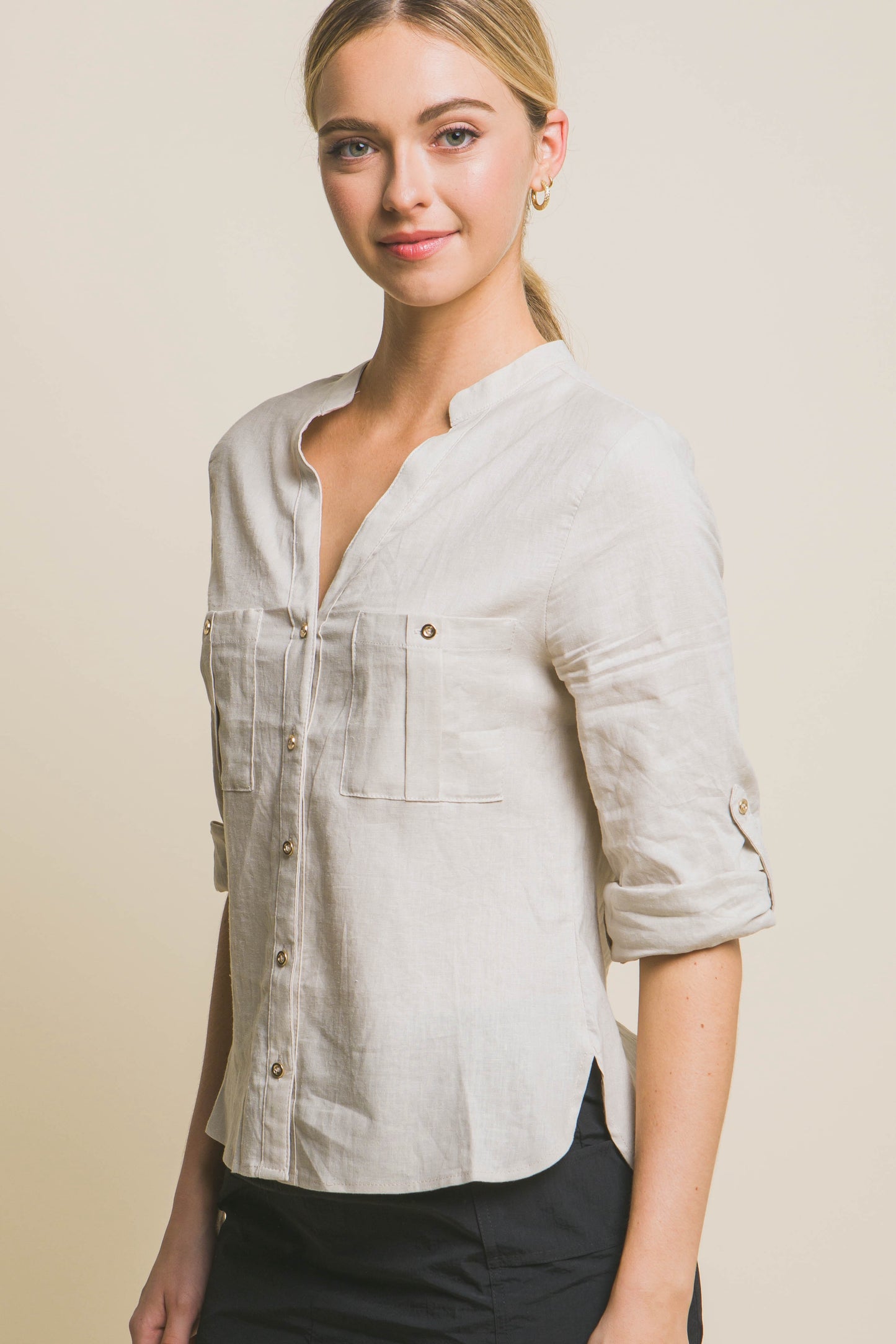 CAMISA LINO CUELLO V