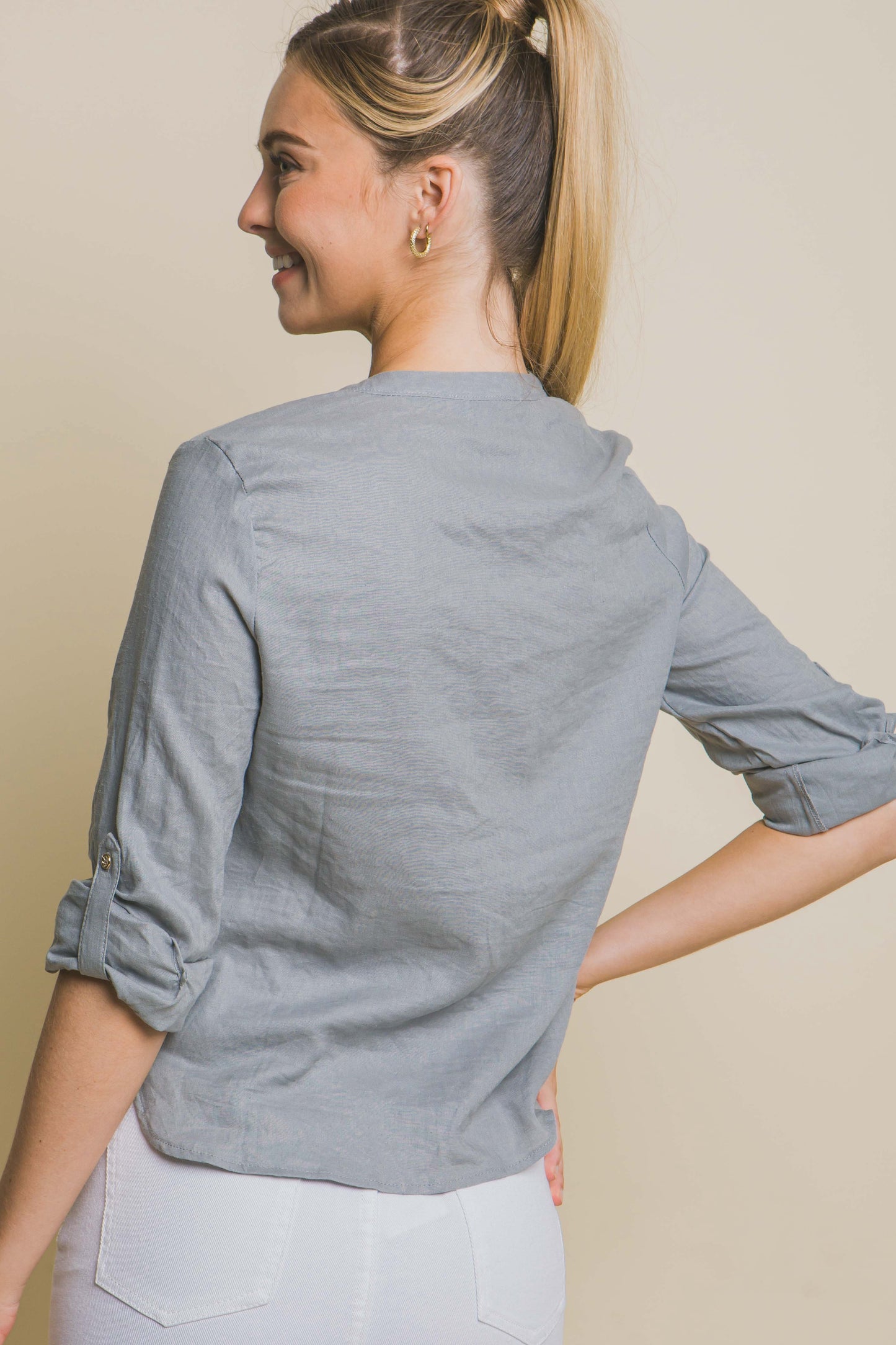 CAMISA LINO CUELLO V