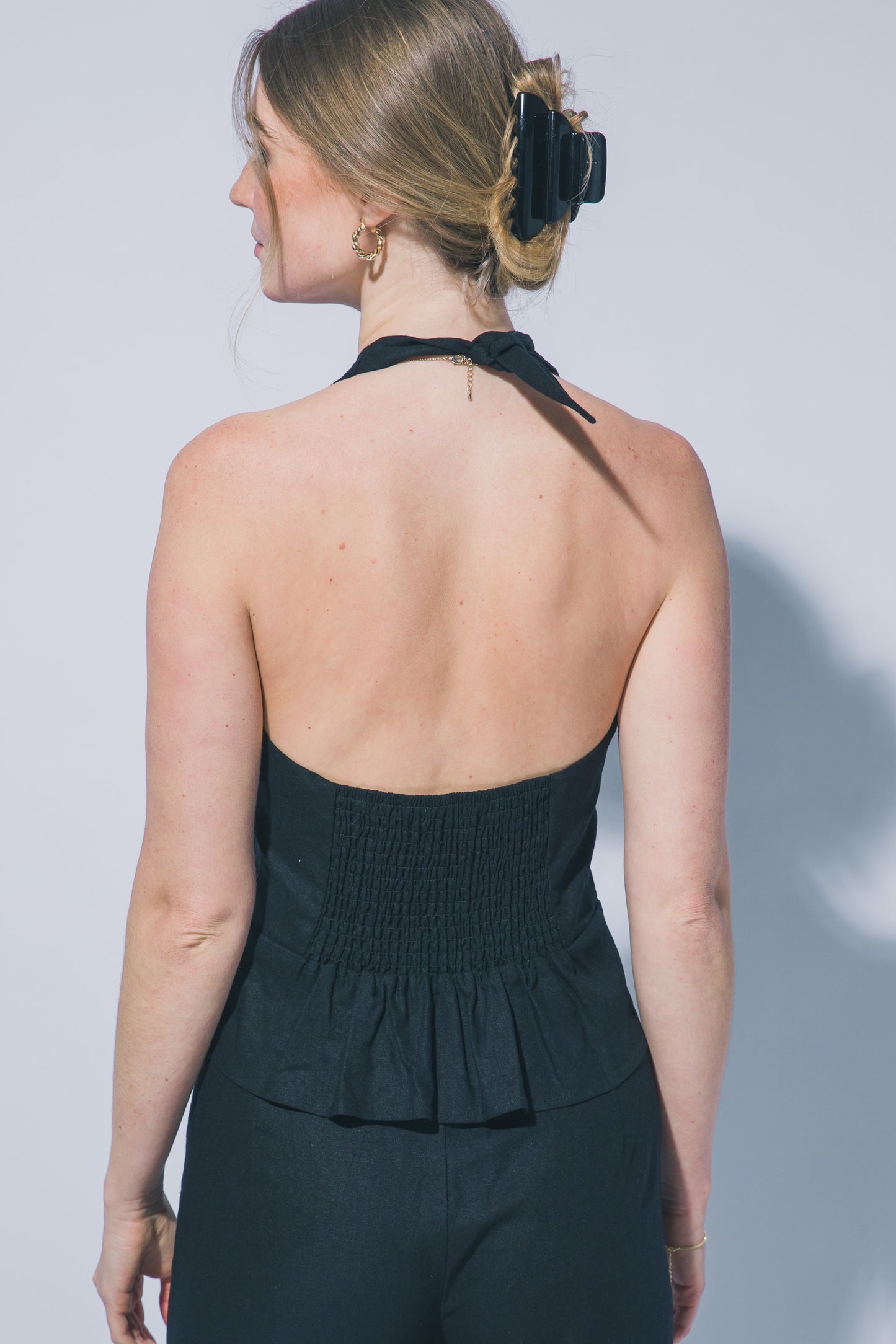 SET TOP HALTER/PANTALON LINO-VISCOSA