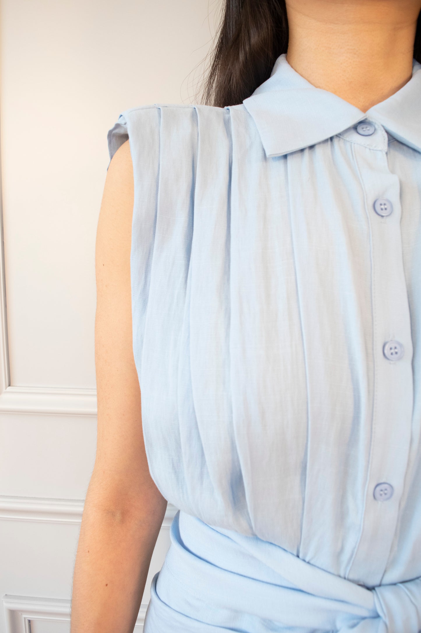 VESTIDO PREMIUM HOMBRERAS DRAPEADO