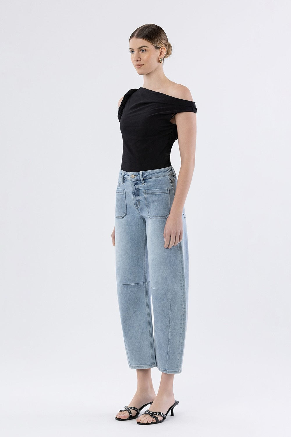 JEANS PIERNA BARRIL 27" MEZCLILLA PREMIUM