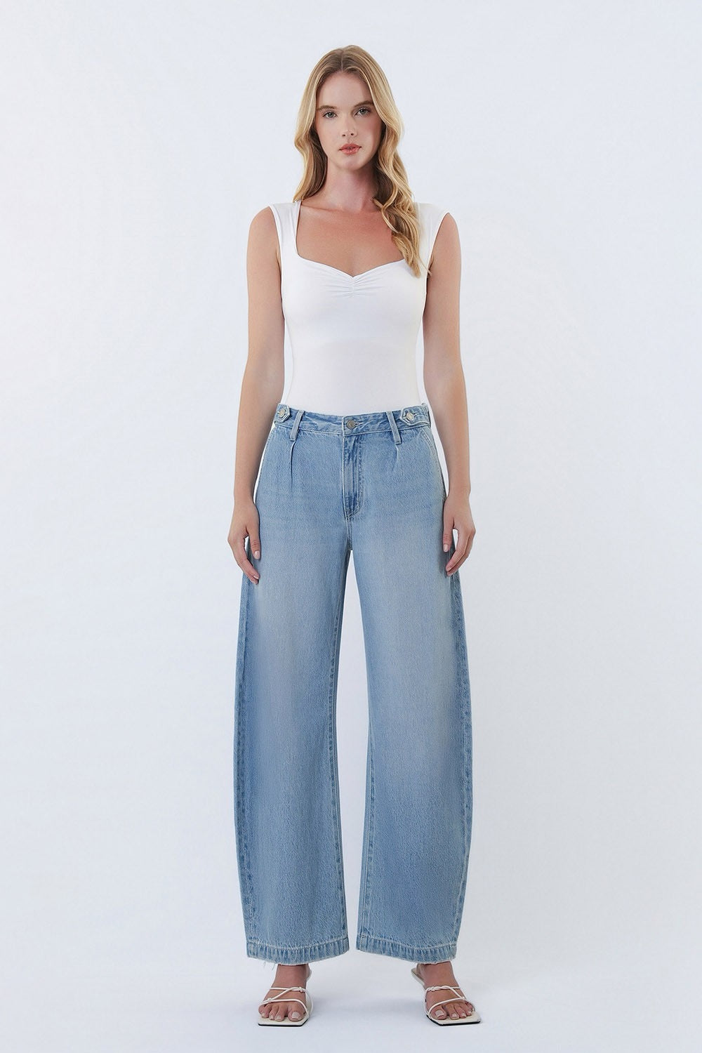 JEANS PIERNA BARRIL 28" MEZCLILLA PREMIUM