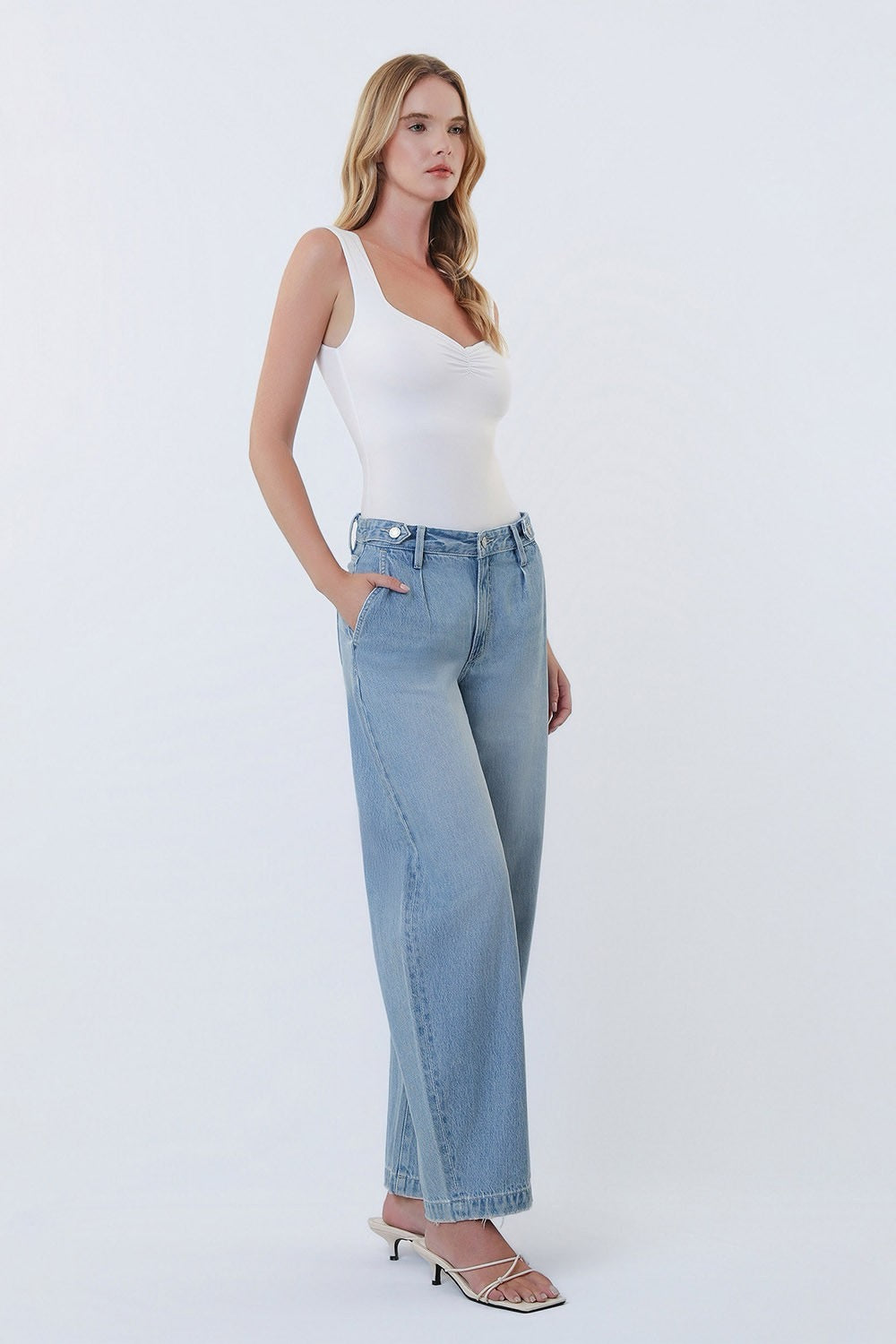 JEANS PIERNA BARRIL 28" MEZCLILLA PREMIUM