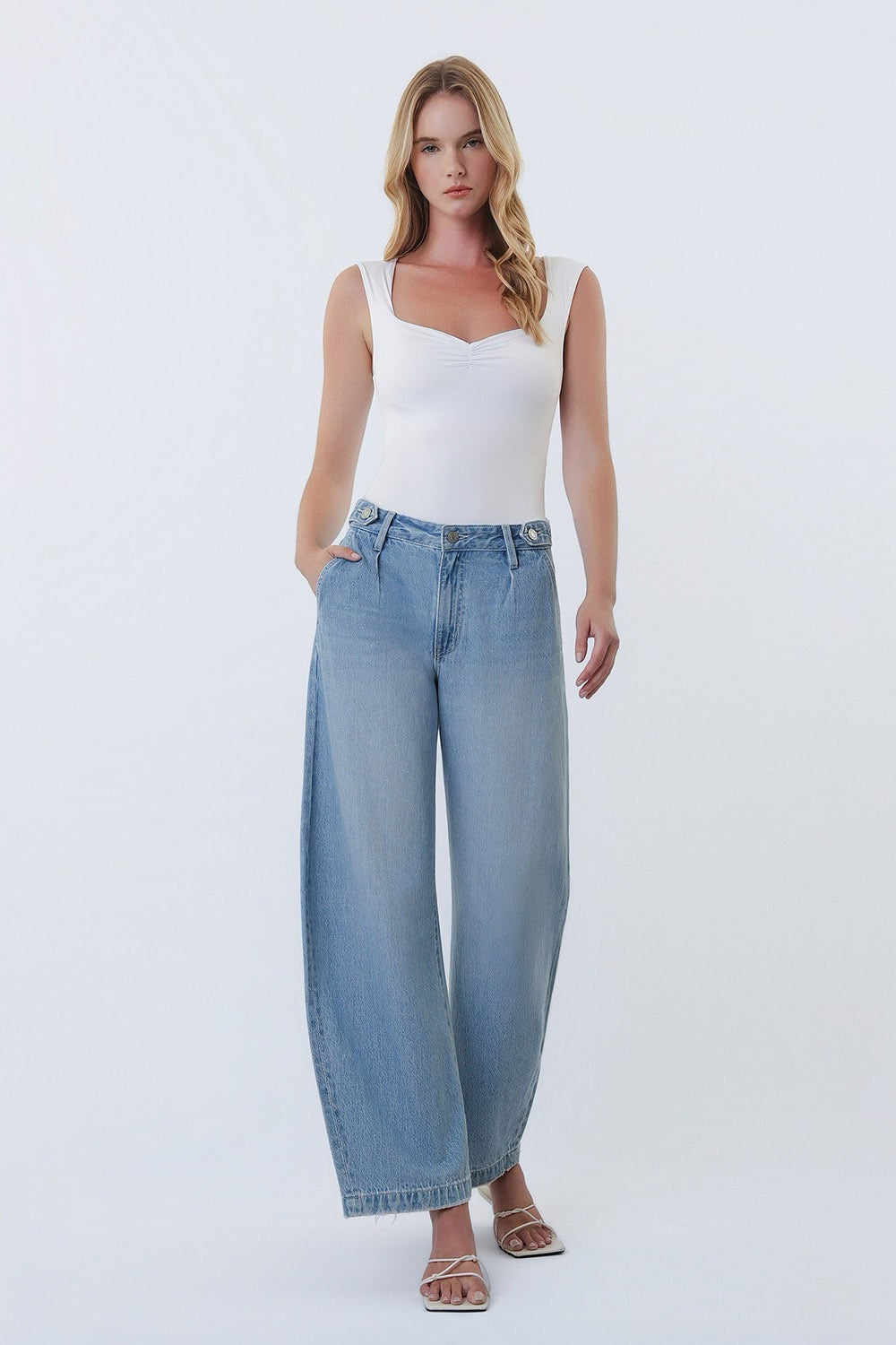 JEANS PIERNA BARRIL 28" MEZCLILLA PREMIUM