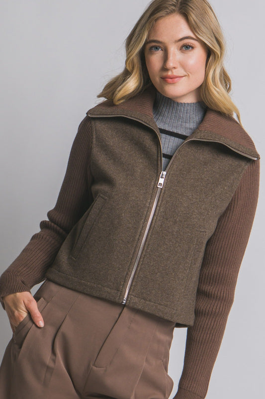 CHAMARRA MEZCLA CON TEJIDO