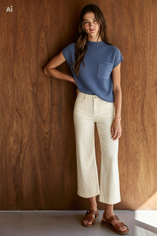 JEANS PIERNA ANCHA SLIM 28" MEZCLILLA PREMIUM