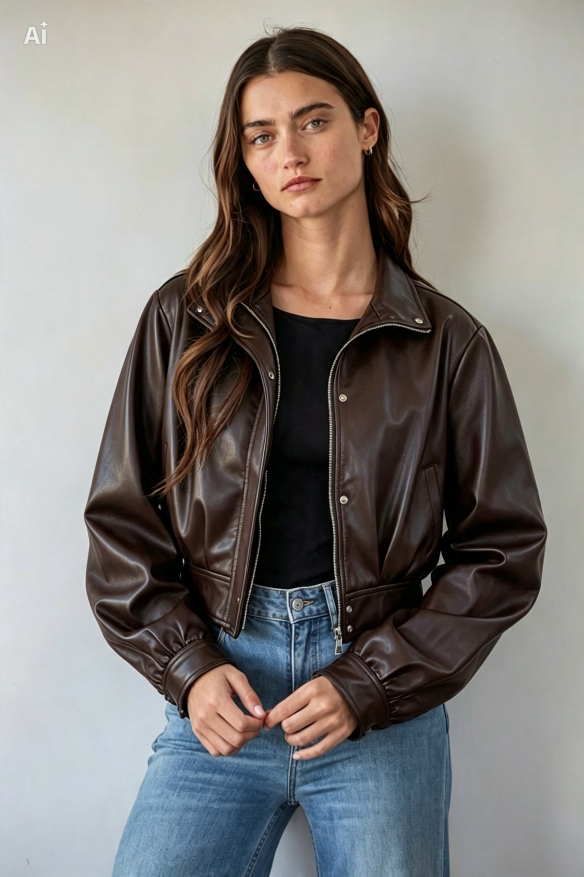 CHAMARRA BOMBER EFECTO PIEL
