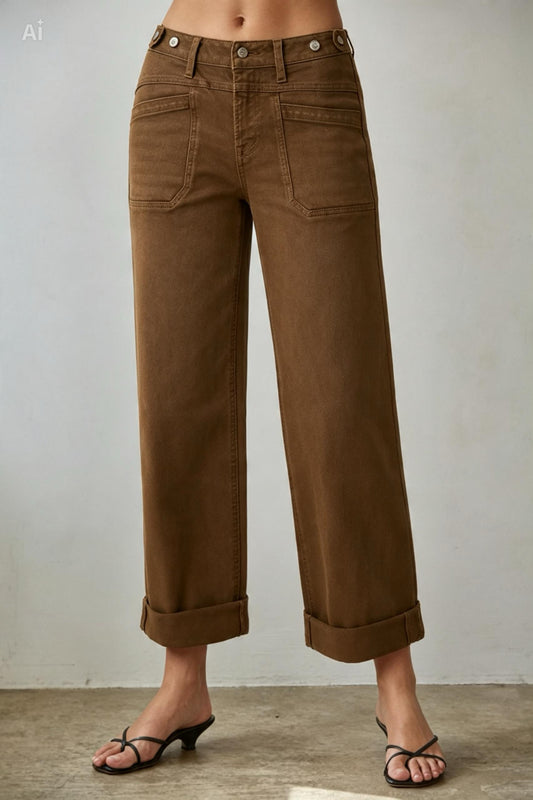 DISPONIBLE 11 DE AGOSTO JEANS PIERNA ANCHA SLIM 27" MEZCLILLA PREMIUM